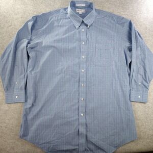 Paul Frederick‎ Dress Shirt Mens 18 34 Blue Check Button Down Cotton Pocket